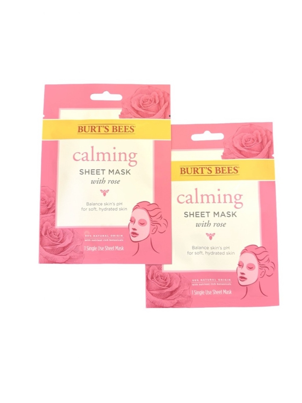 2 Burt Bee Calming Sheet Mask with Rose